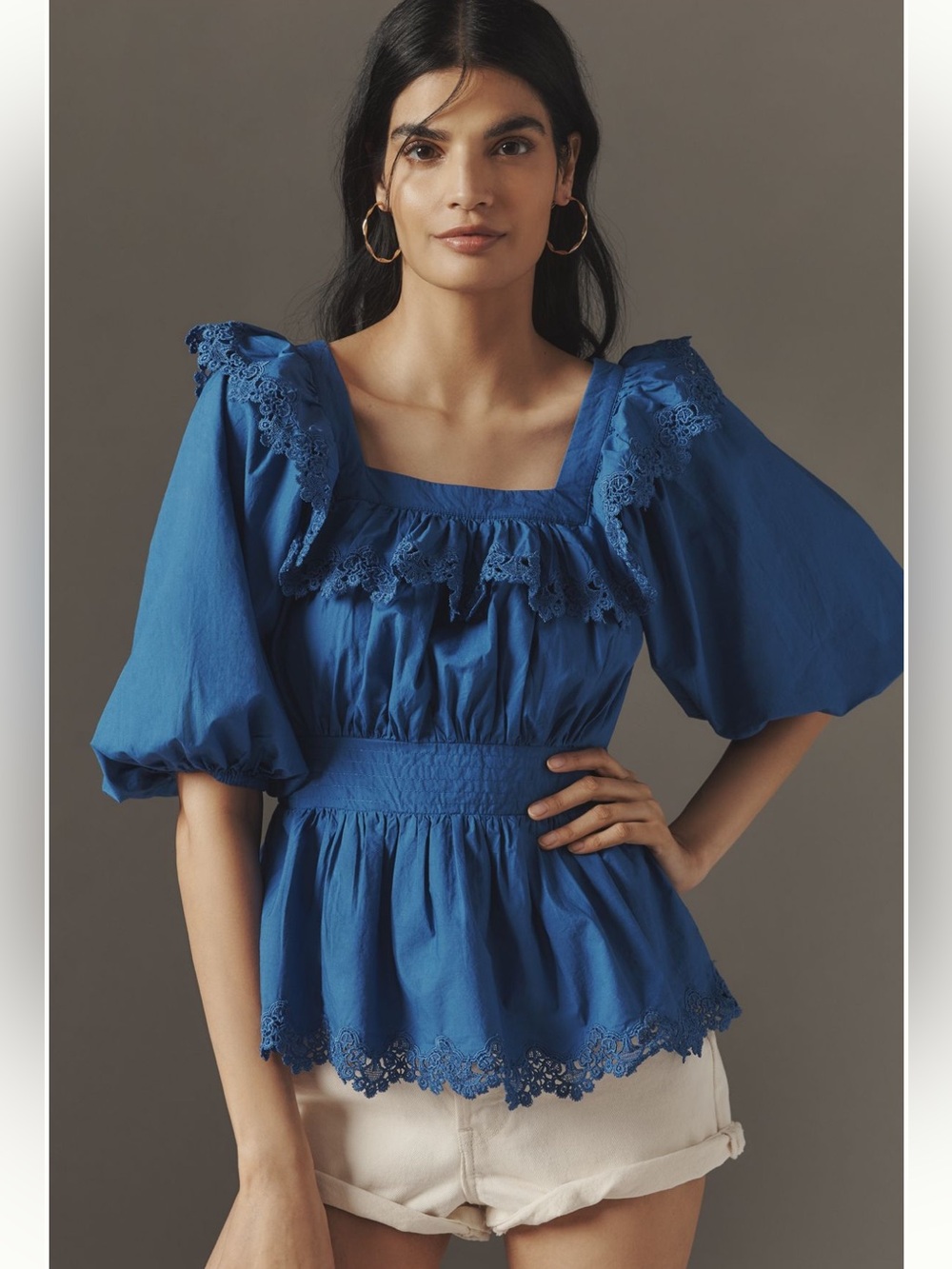 Anthropologie Maeve Peplum Eyelet Blouse
